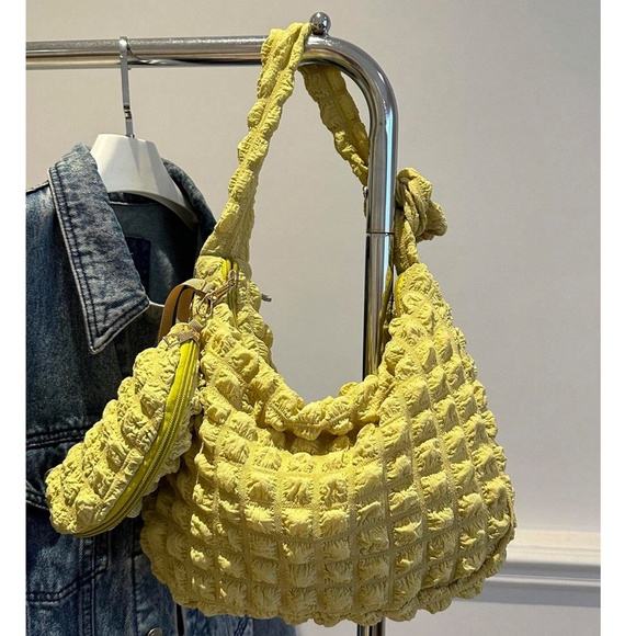 Minimalist Quilted Puffer Medium Size Shoulder Crossbody Bag Set - Picture 13 of 14